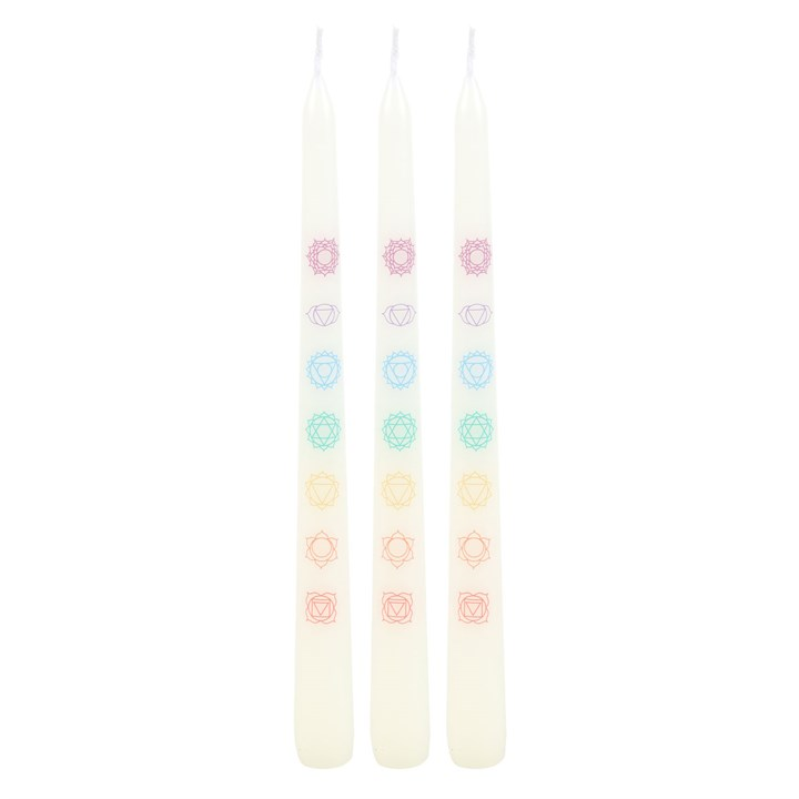 Set of 3 Chakra Balancing Taper Dinner Candles, image 4 of 6