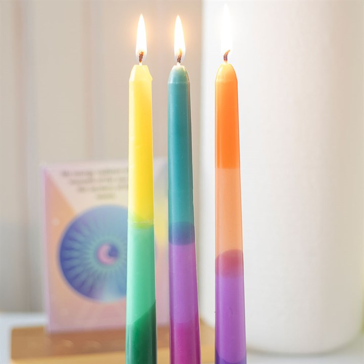 Set of 3 Dipped Aura Energy Taper Candles, image 1 of 4