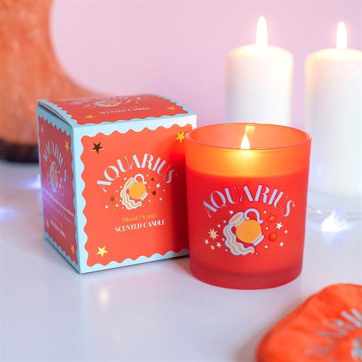 Zodiac Zest Aquarius Blood Orange Candle, image 1 of 5