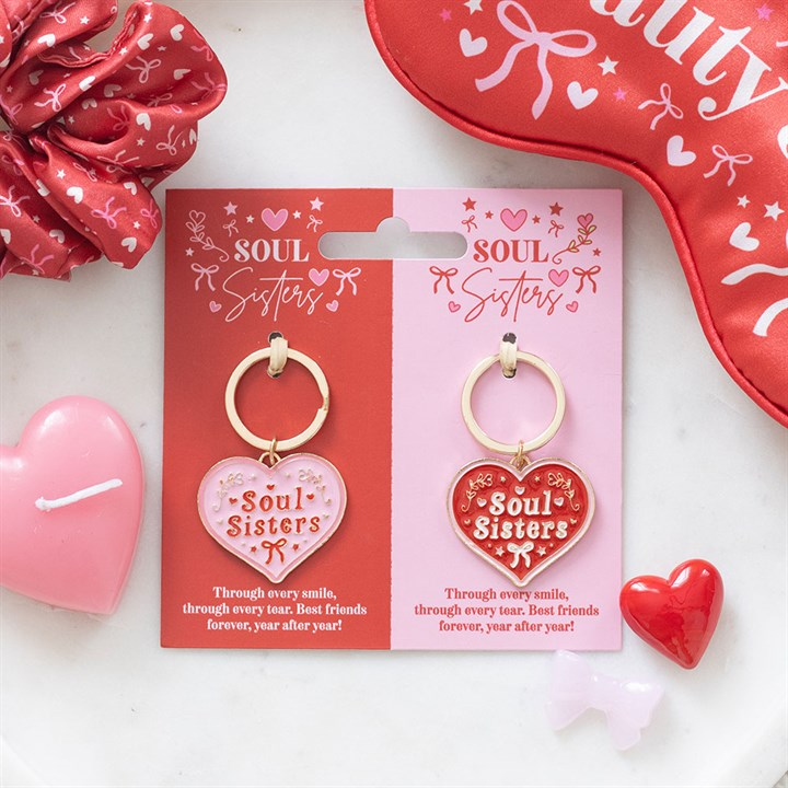 Pair of Soul Sisters Love Heart Keyrings, image 2 of 5