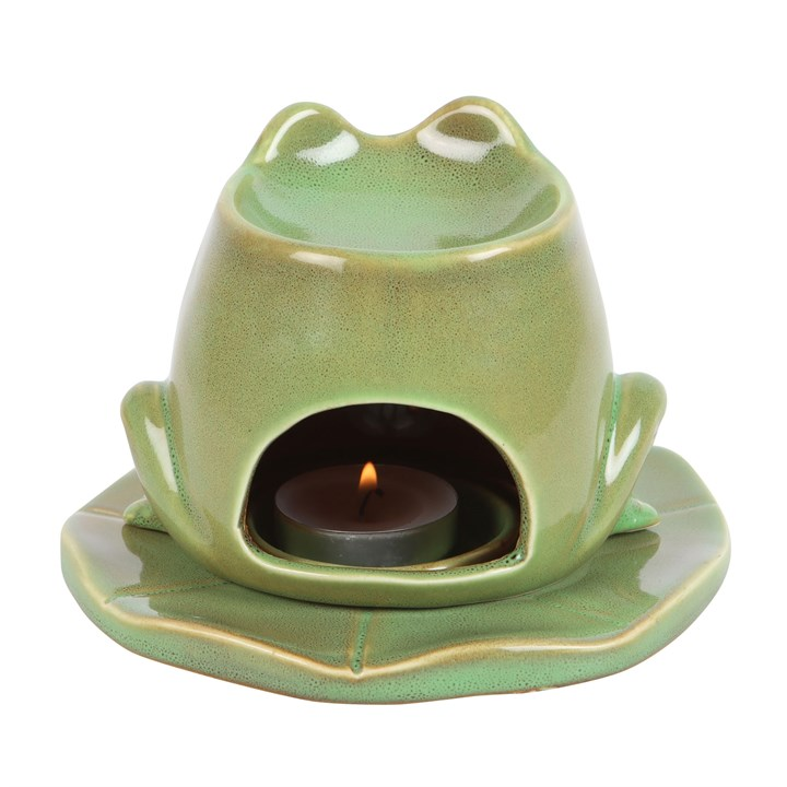 Frog Shaped Oil Burner and Lily Pad Plate, image 5 of 7