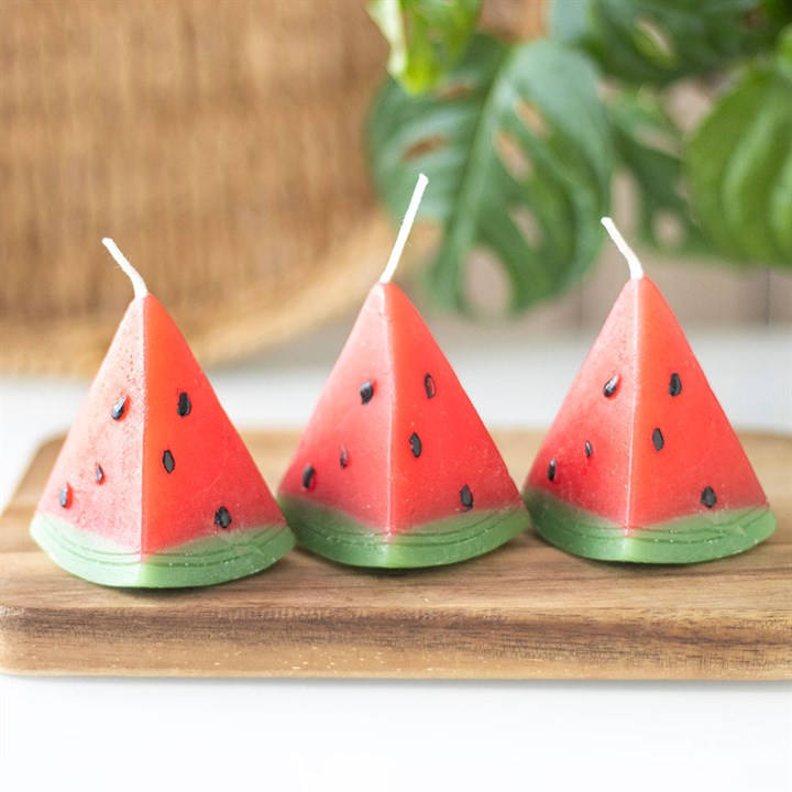 Set of 3 Watermelon Shaped Candles, image 1 of 4