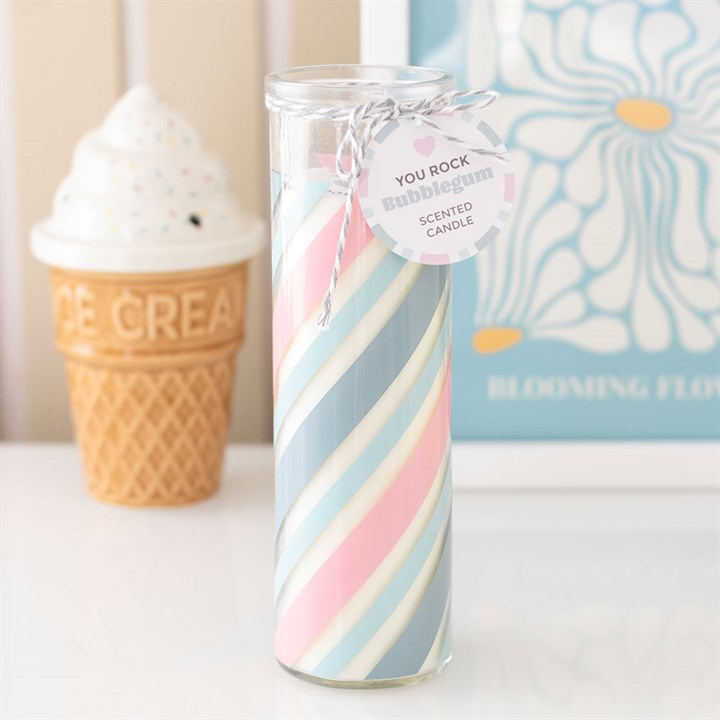 Candy Stripe Bubblegum Tube Candle, image 1 of 5