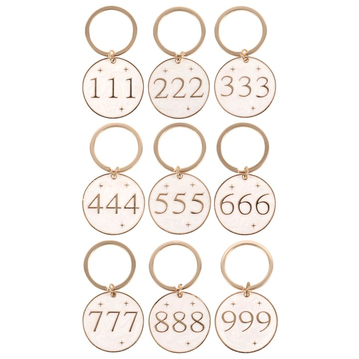 Pack of 9 Angel Number Keyrings, image 2 of 4