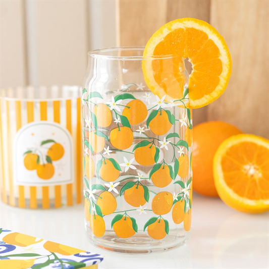 Orange Print Can Glass, image 1 of 6