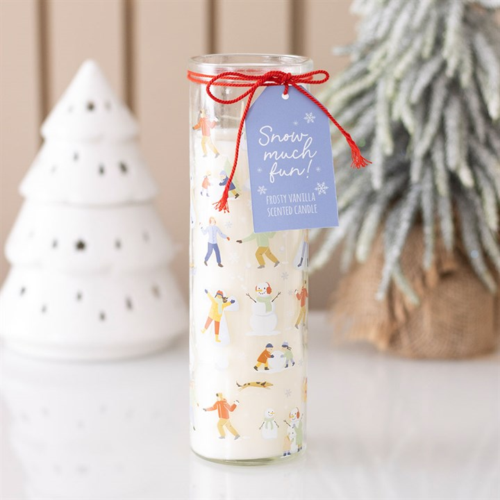 Snow Much Fun Print Frosty Vanilla Tube Candle, image 2 of 6