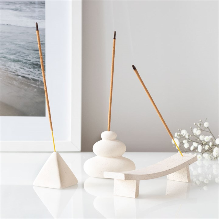 Cream Speckle Balancing Stones Incense Stick Holder, image 6 of 6