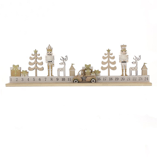 Gold Wooden Nutcracker Advent Calendar, 45cm, image 1 of 2