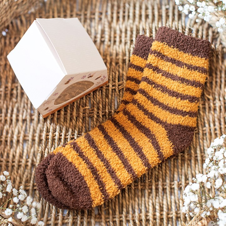 Honey Bee Striped Socks in Beehive Box, image 1 of 4