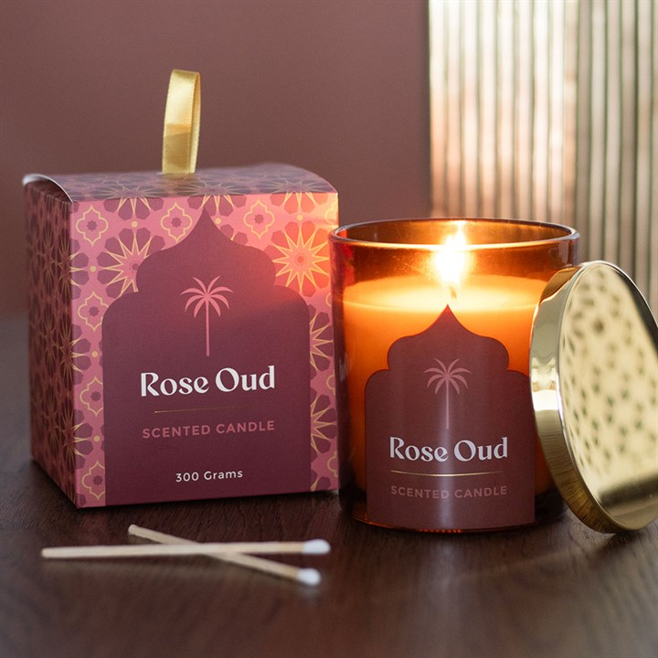 Arabian Nights Rose Oud Scented Candle, image 1 of 6