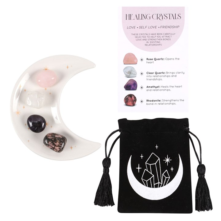 Love Healing Crystal Set with Moon Trinket Dish, image 2 of 6
