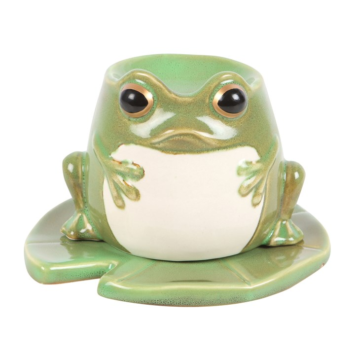 Frog Shaped Oil Burner and Lily Pad Plate, image 1 of 7