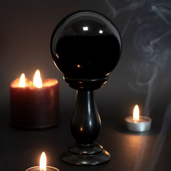 Small Black Crystal Ball on Stand, image 2 of 2