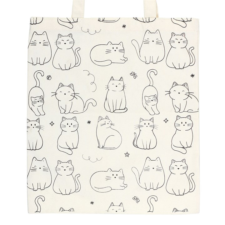 White Cat Print Polycotton Tote Bag, image 3 of 4