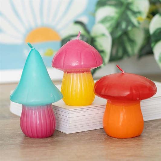 Set of 3 Mushroom Shaped Candles, image 1 of 4