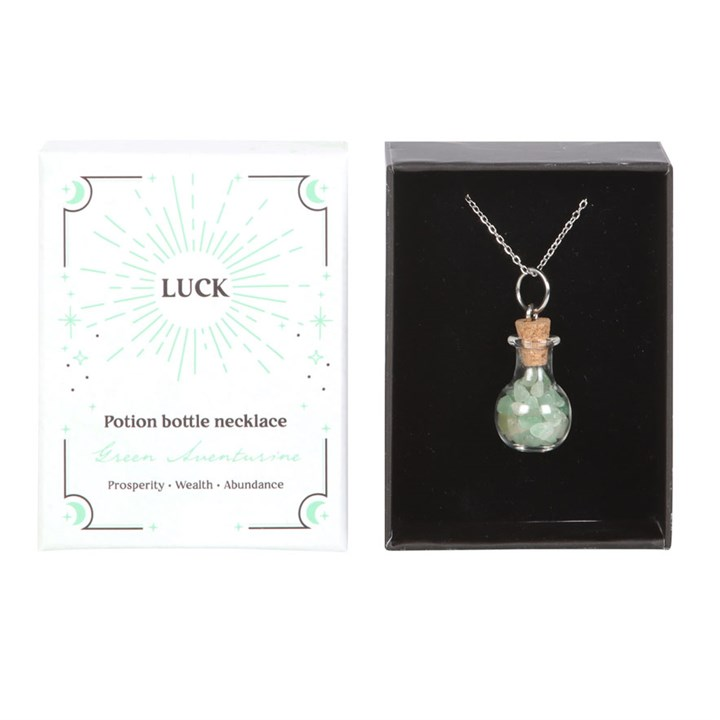Luck Green Aventurine Crystal Chip Potion Bottle Necklace, image 2 of 6