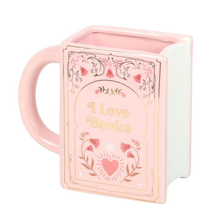 I Love Books Pink Book Shaped Mug, image 2 of 5