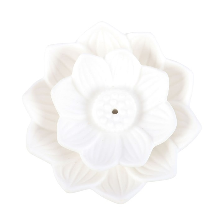 White Lotus Flower Incense Stick Holder, image 4 of 6