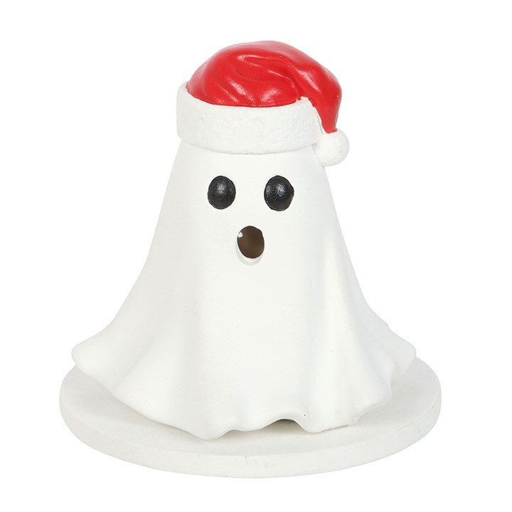 Ghost with Santa Hat Incense Cone Holder, image 2 of 6