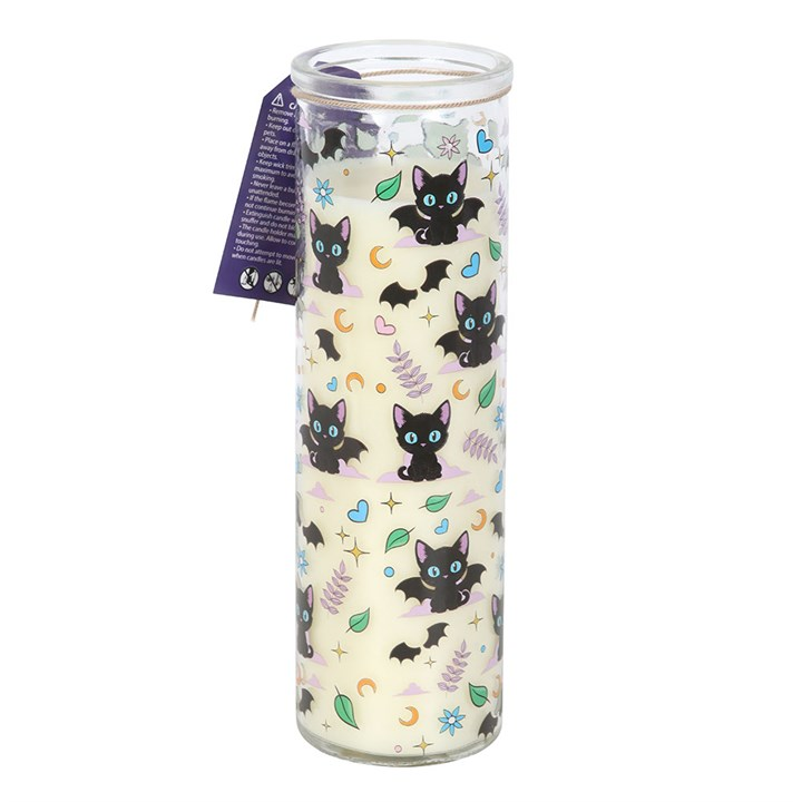 Cute and Creepy Cat Print Lavender Tube Candle, image 4 of 5