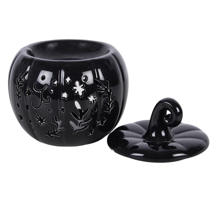 Black Folk Pumpkin Oil Burner and Wax Warmer, image 3 of 4