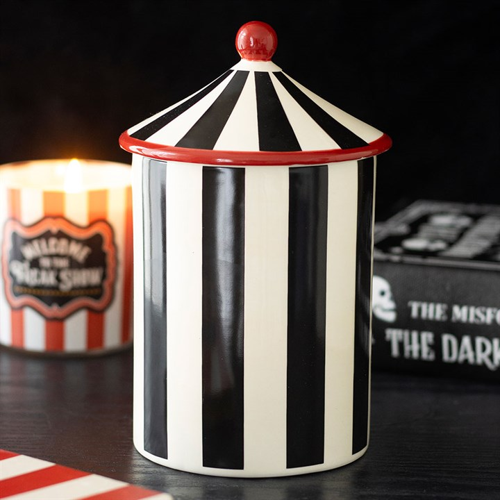 Black Striped Circus Tent Storage Jar, image 2 of 6