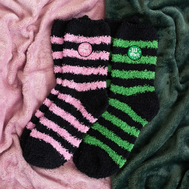 Set of 2 Good Witch and Bad Witch Fluffy Socks, image 1 of 3