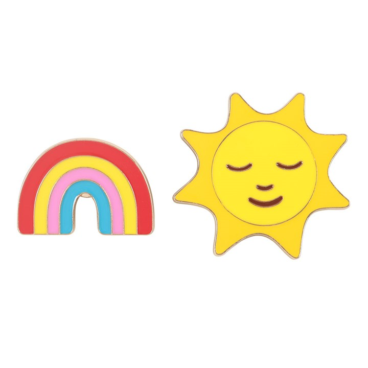 Set of 2 Rainbow and Sun Pin Badges, image 4 of 6