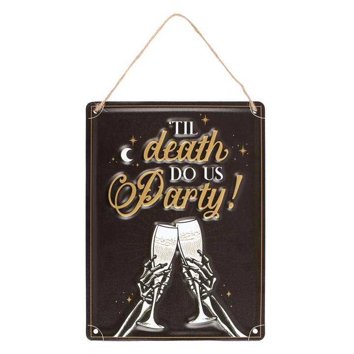 Til Death Do Us Party Champagne Hanging Metal Sign, image 1 of 5