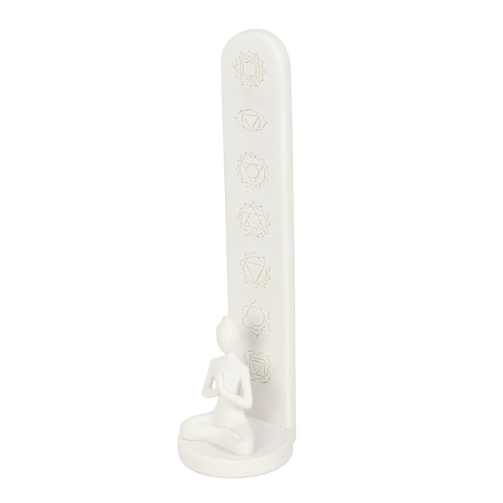 White Chakra and Yoga Pose Incense Stick Holder, image 4 of 6