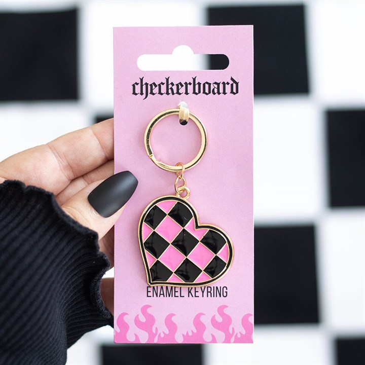 Checkerboard Heart Keyring, image 1 of 5