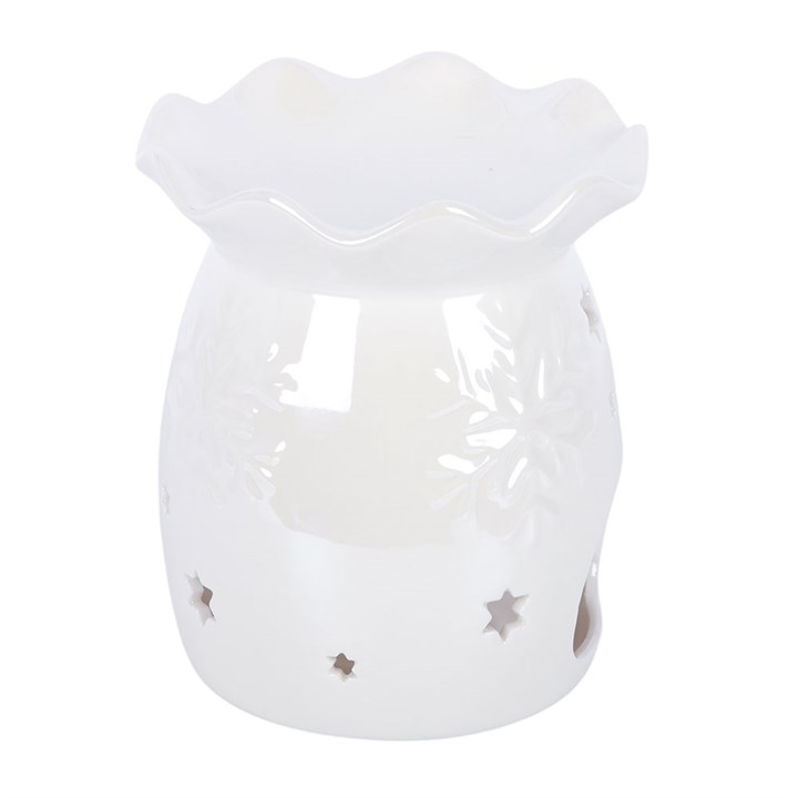 Iridescent White Snowflake Oil Burner and Wax Warmer, image 4 of 6