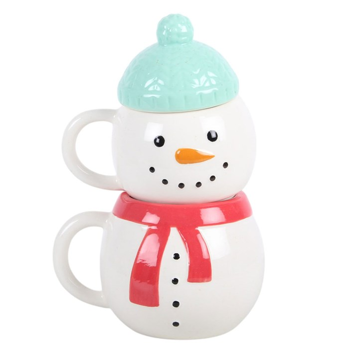 Set of 2 Winter Snowman Stacking Mugs, image 3 of 7