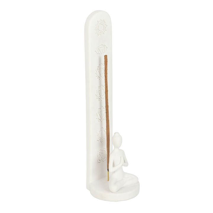 White Chakra and Yoga Pose Incense Stick Holder, image 3 of 6