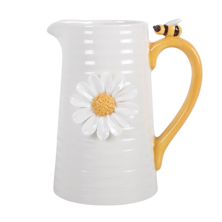 3D Daisy and Honey Bee Ceramic Flower Jug, image 3 of 5