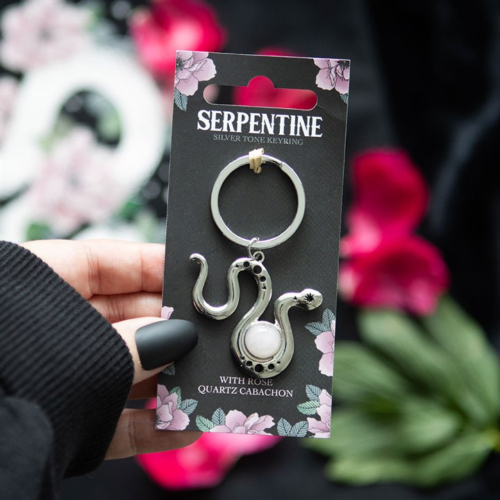 Snake Keyring with Rose Quartz Crystal, image 1 of 5