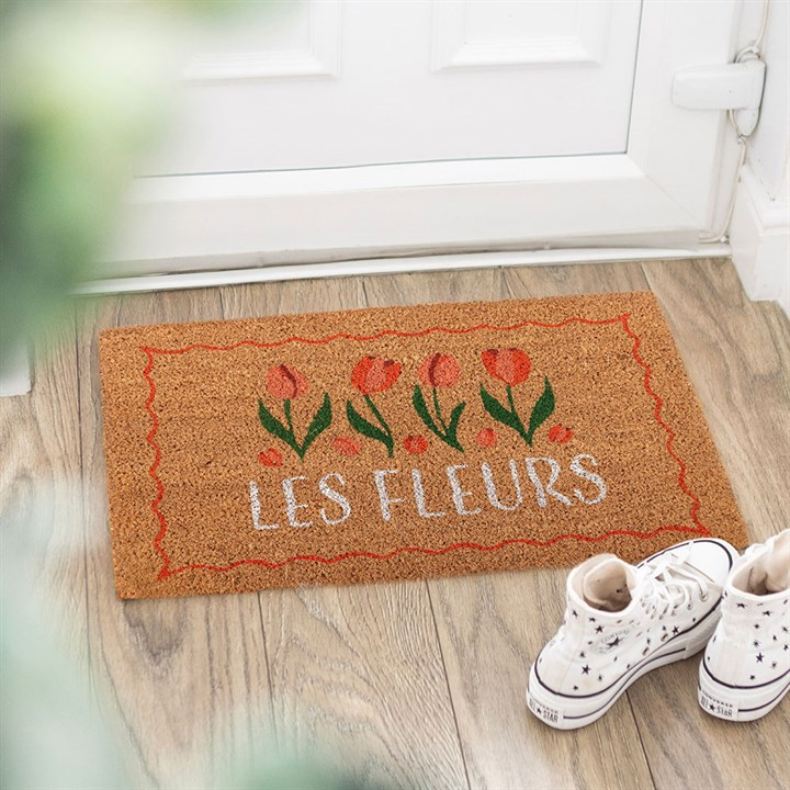 Natural Les Fleurs Tulip Doormat, image 1 of 4