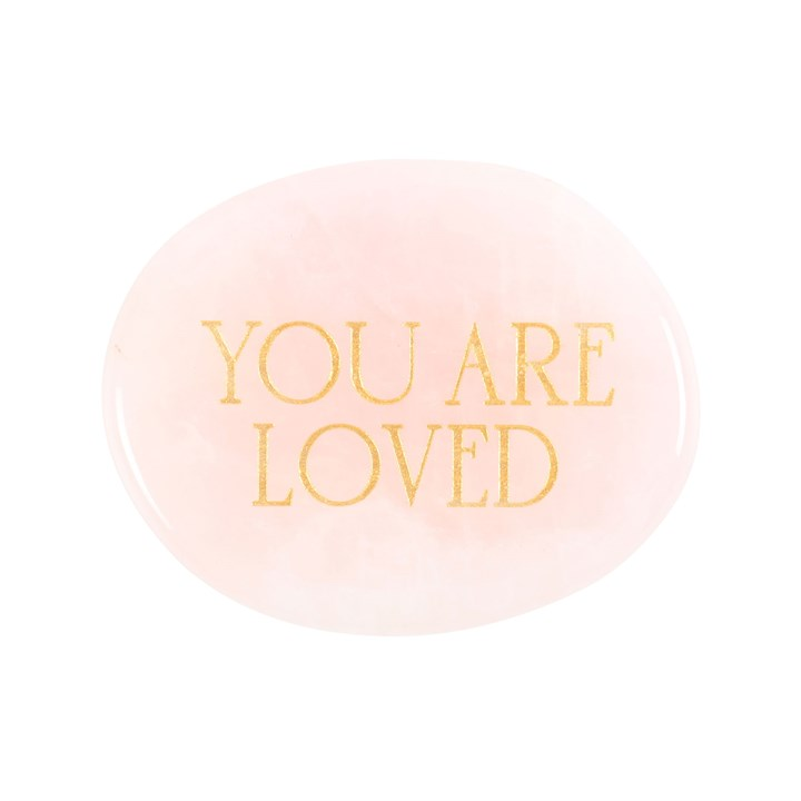 You Are Loved Rose Quartz Crystal Palm Stone, image 2 of 6