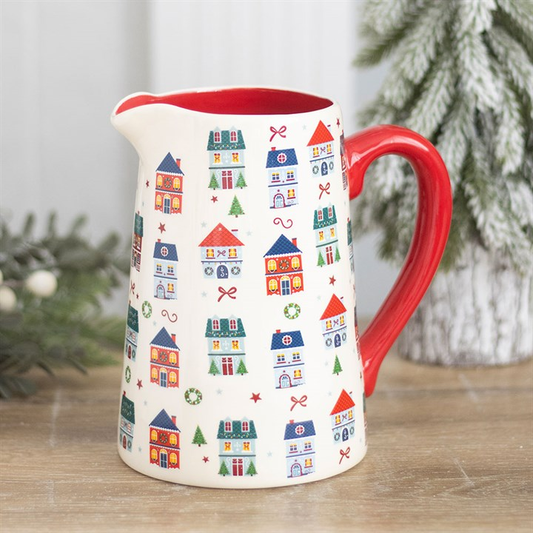 Christmas Street Print Ceramic Flower Jug, image 1 of 7