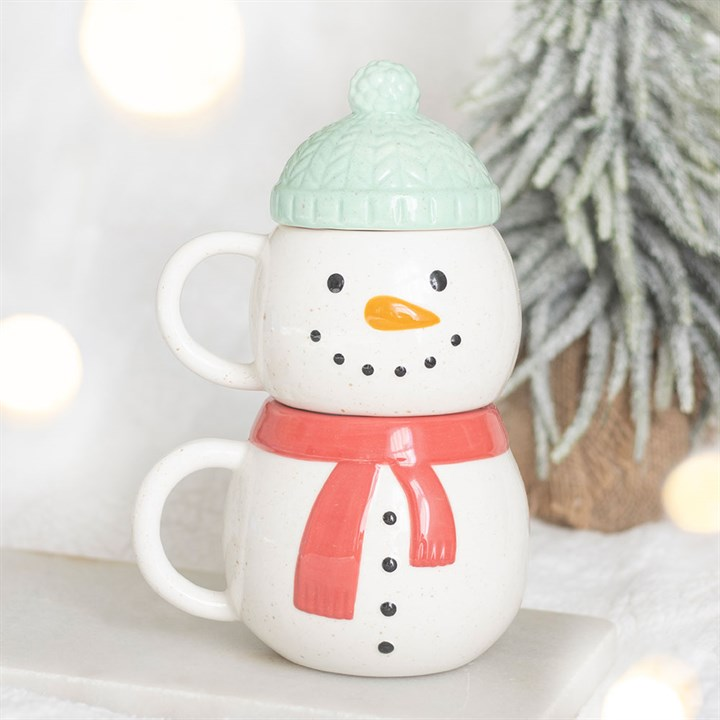 Set of 2 Winter Snowman Stacking Mugs, image 2 of 7