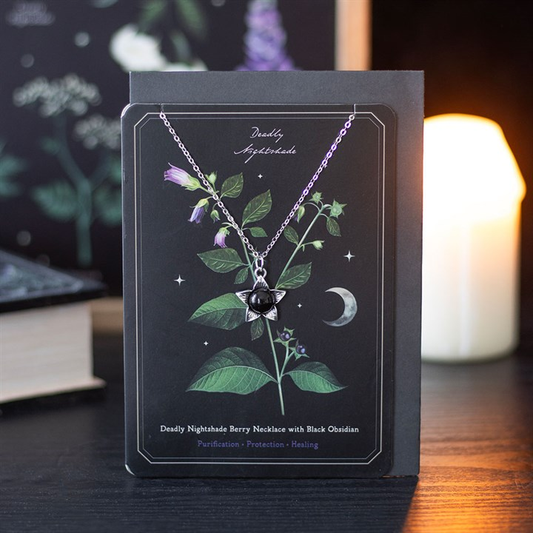 Deadly Nightshade Necklace with Black Obsidian, image 1 of 6