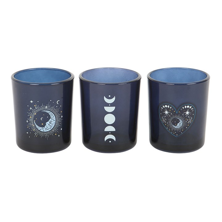 Set of 3 Blue Moon Votive Candle Holders, image 3 of 4