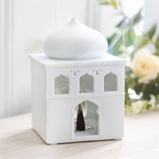 Off White Mosque Oil Burner and Incense Cone Holder, image 1 of 6