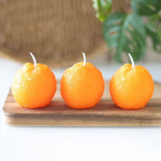 Set of 3 Orange Shaped Candles, image 1 of 4