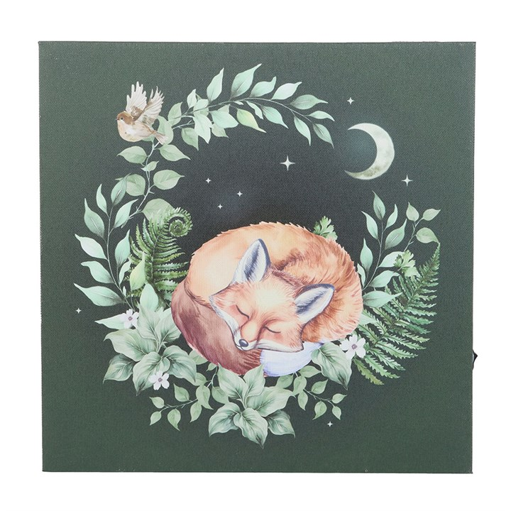 Sleeping Fox Light Up Canvas Plaque, image 2 of 4