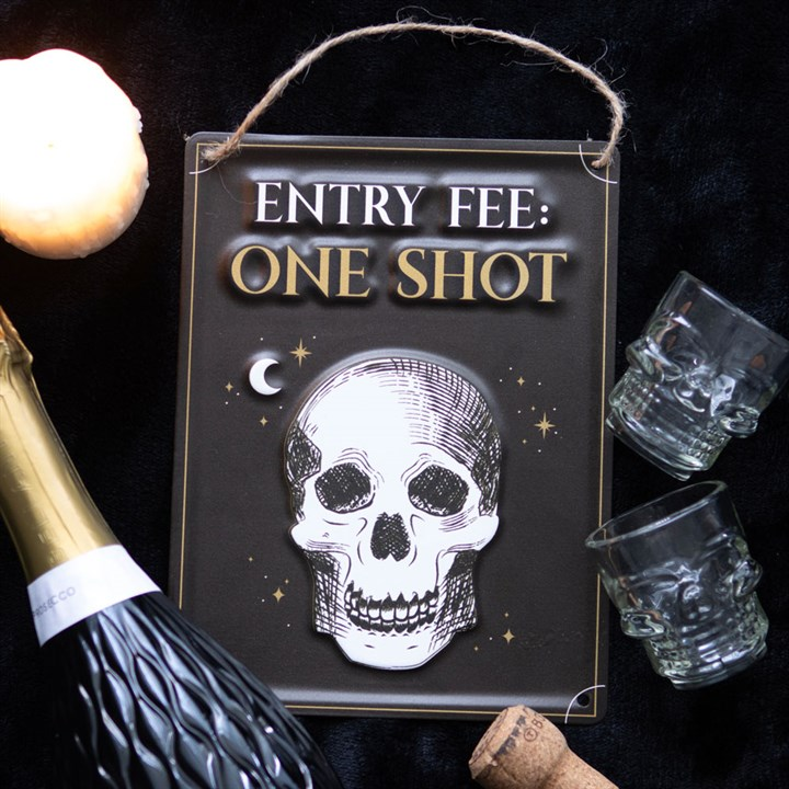 Entry Fee One Shot Hanging Metal Sign, image 4 of 5