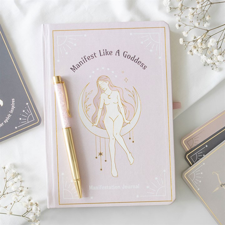 Goddess Energy A5 Manifestation Journal and Rose Quartz Crystal Pen, image 1 of 6