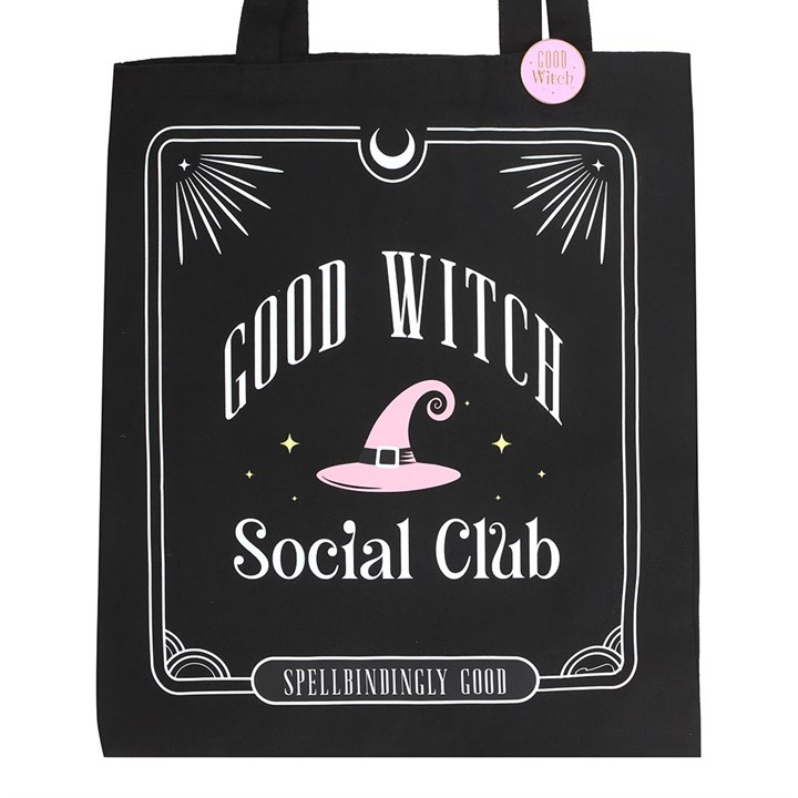 Good Witch Social Club Polycotton Tote Bag with Pin Badge, image 3 of 5