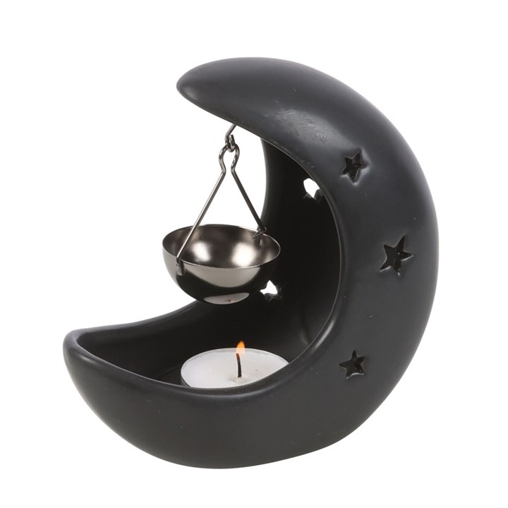 Black Crescent Moon Hanging Oil Burner, image 3 of 4