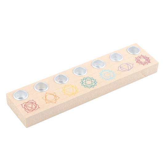 Seven Chakras Wooden Energy Candle Holder, image 1 of 4